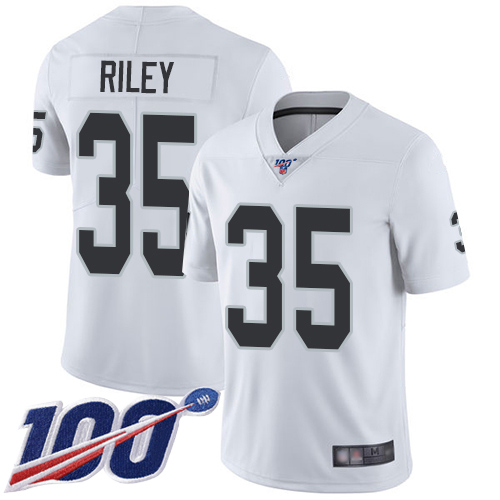 Men Oakland Raiders Limited White Curtis Riley Road Jersey NFL Football #35 100th Season Vapor Jersey->nfl t-shirts->Sports Accessory